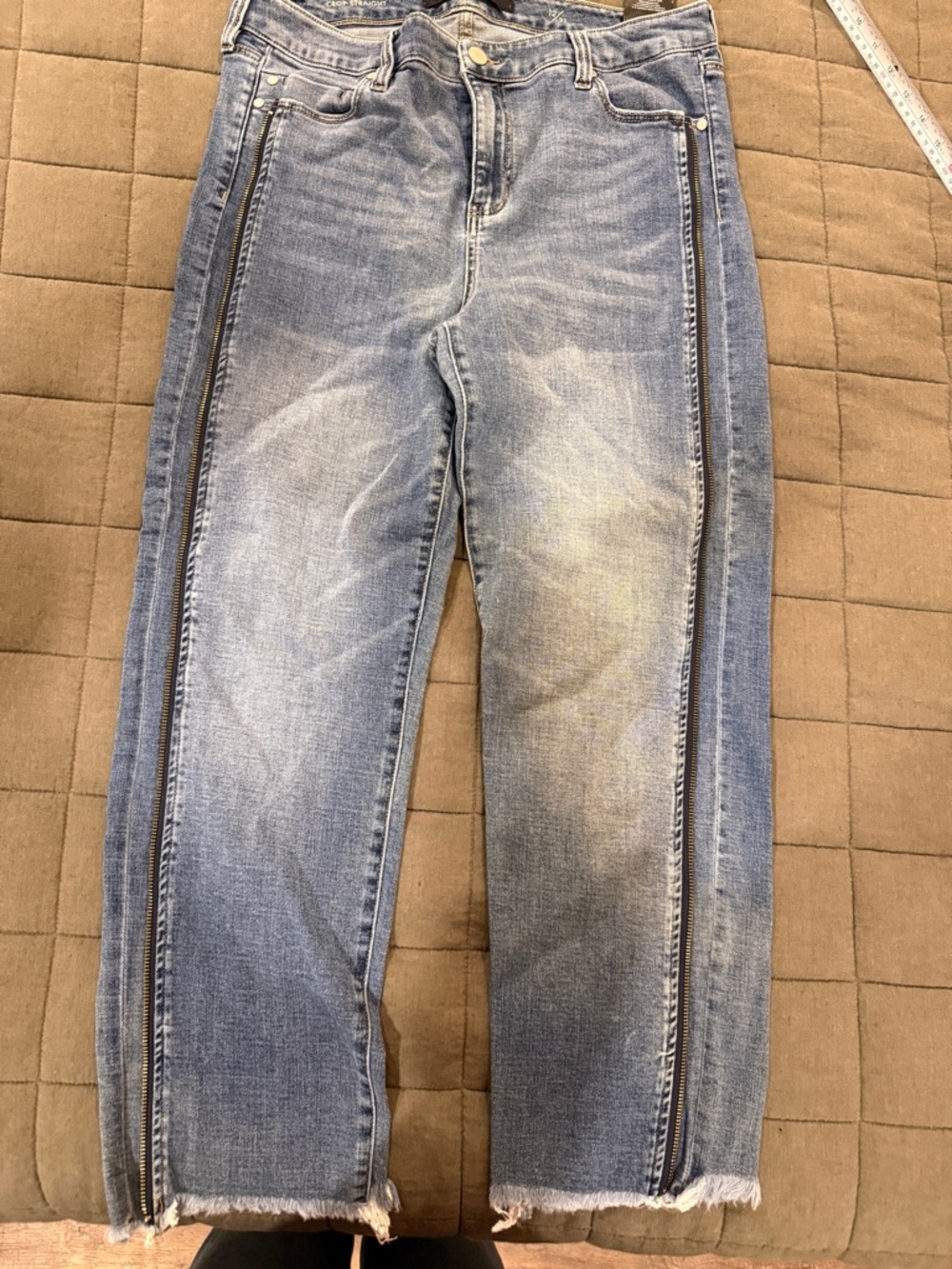 Liverpool Boyfriend Relaxed Straight Blue Denim Jeans with Side Zipper Detail